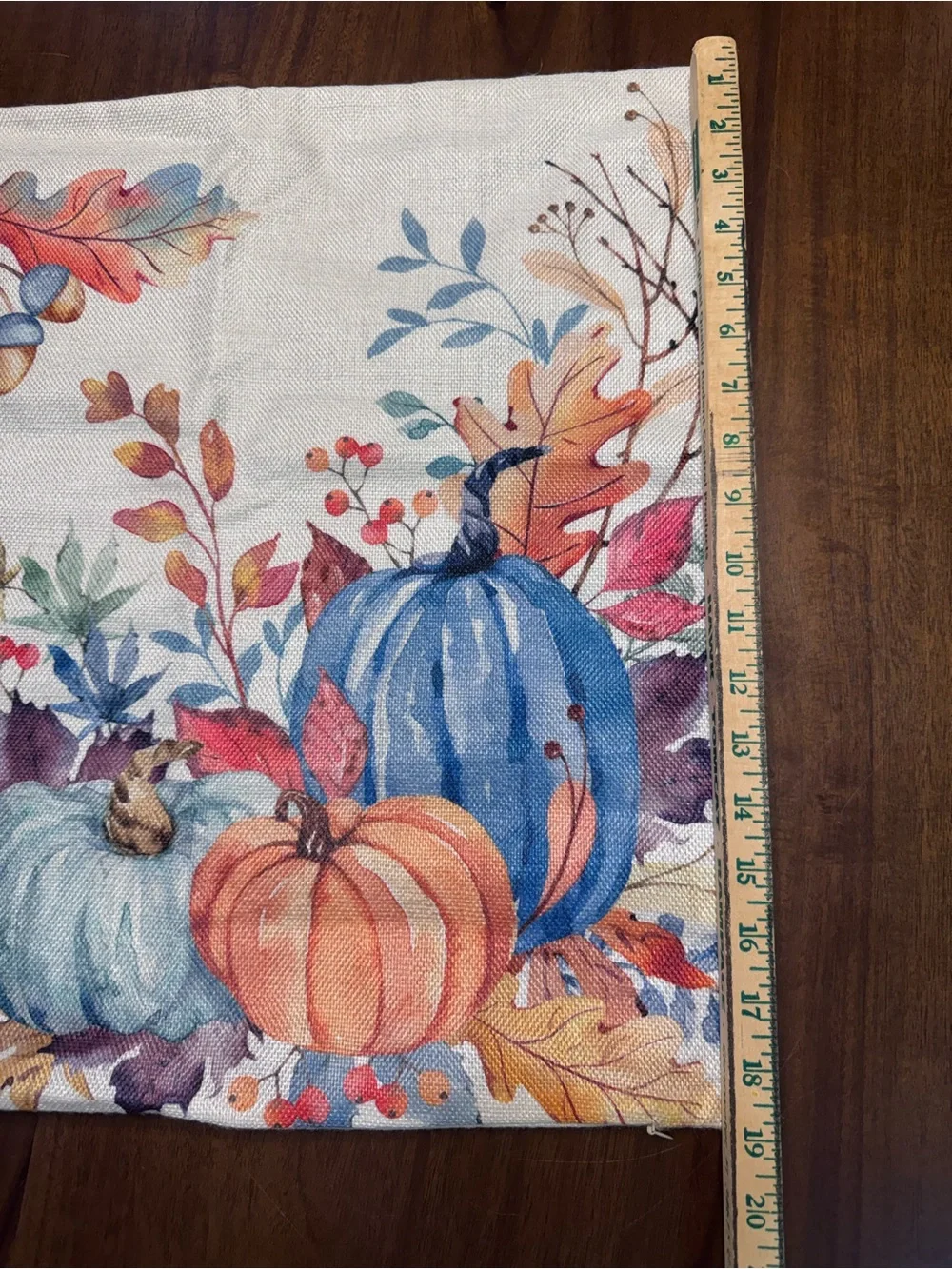 2 Fall Pumpkin Pillow Covers 19.5x-19.5Blue Orange Watercolor Autumn-0212
